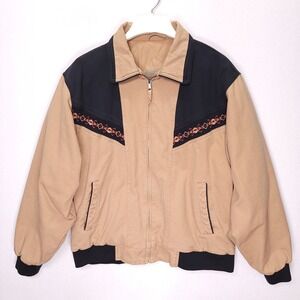 Canyon Guide Outfitters Bomber Jacket Canvas‎ Mens Large Southwestern Tribal Zip